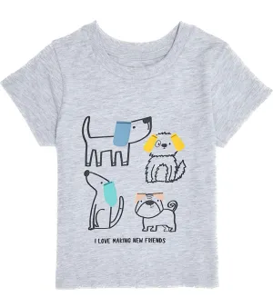 Unisex Grey Doodle Pet Print T-Shirt