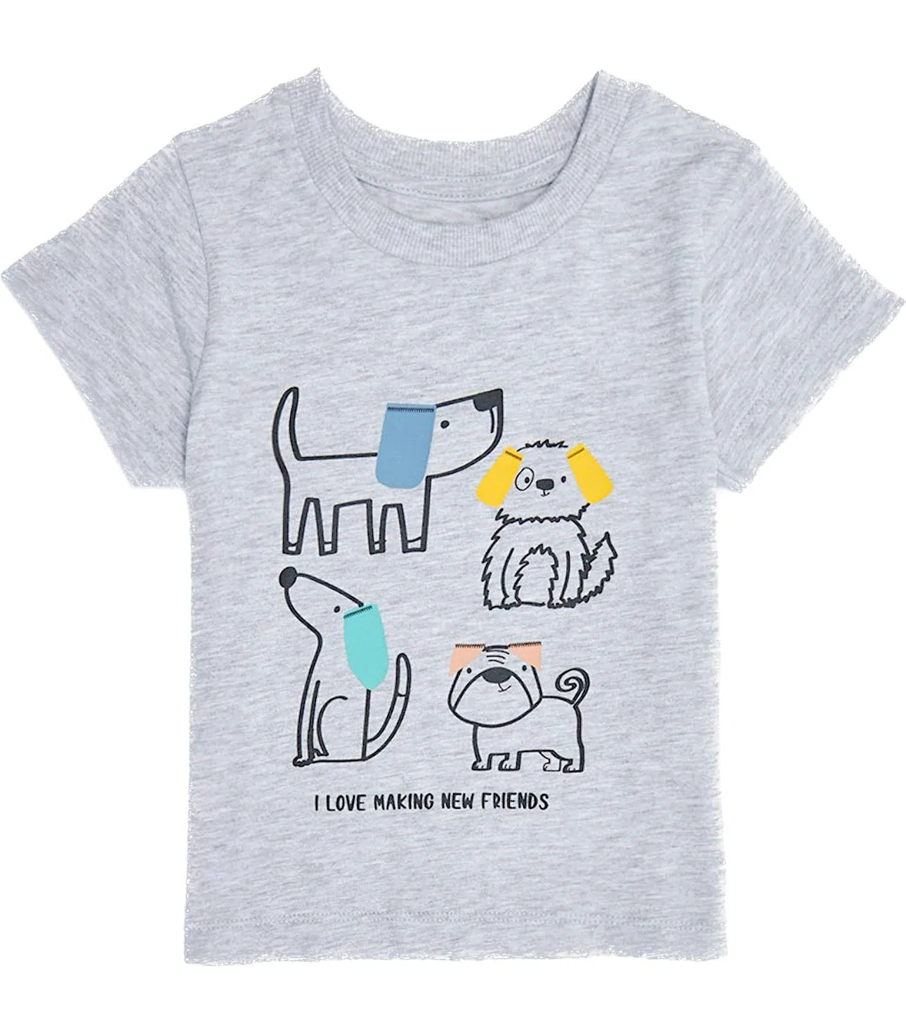 Unisex Grey Doodle Pet Print T-Shirt