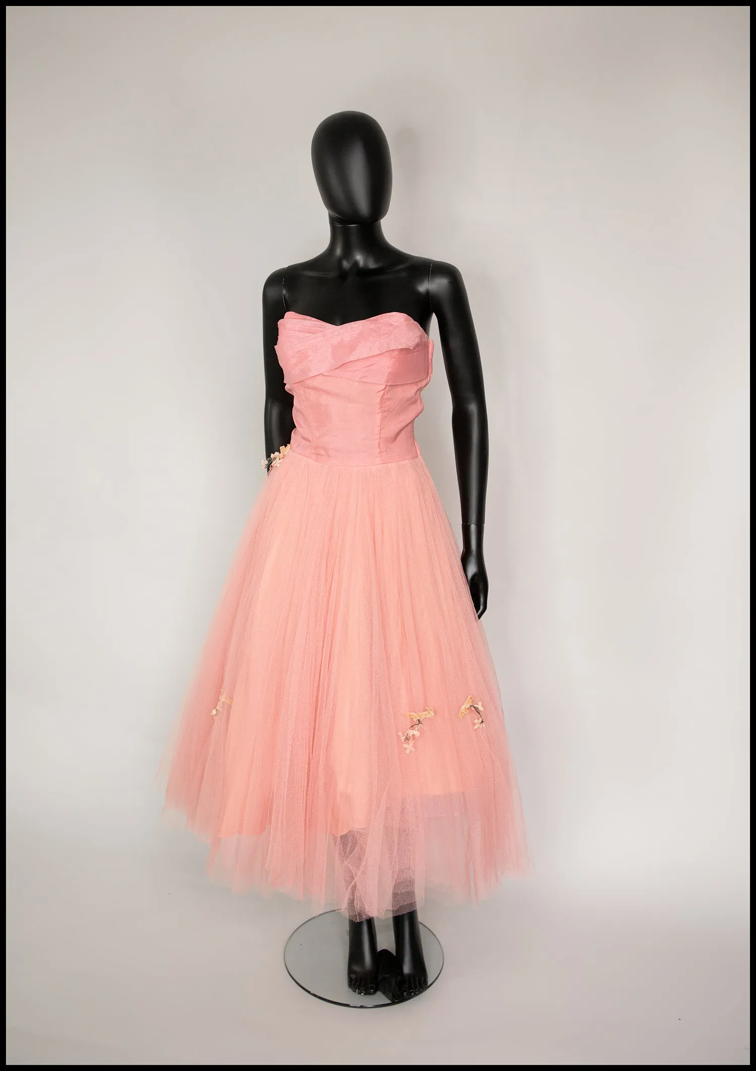 Vintage 1950s Peach Silk Tulle Ballet Dress