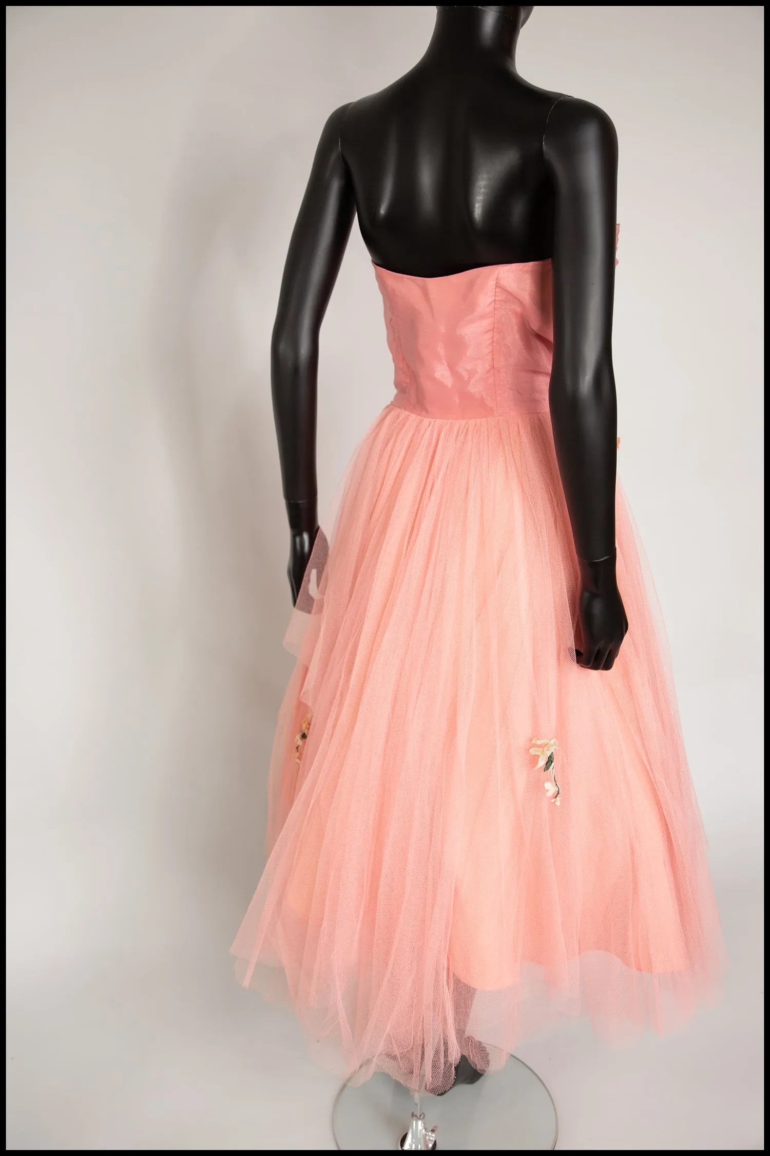 Vintage 1950s Peach Silk Tulle Ballet Dress