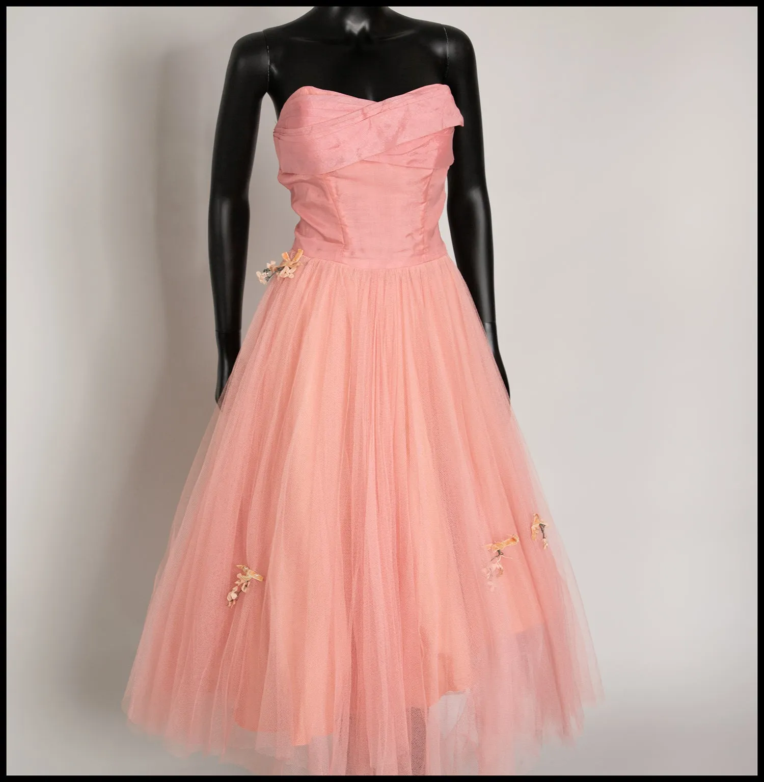 Vintage 1950s Peach Silk Tulle Ballet Dress