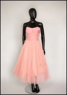 Vintage 1950s Peach Silk Tulle Ballet Dress