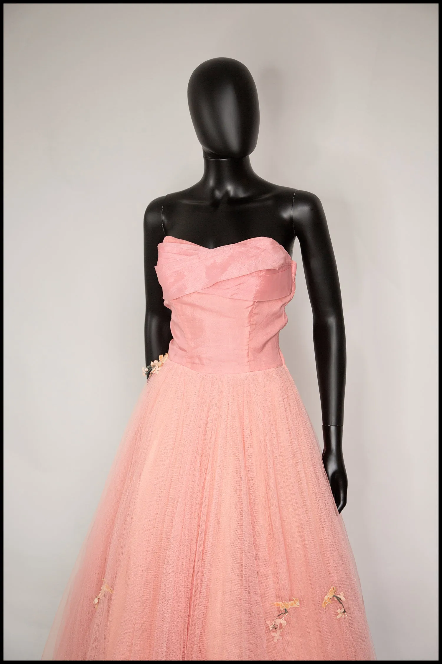 Vintage 1950s Peach Silk Tulle Ballet Dress