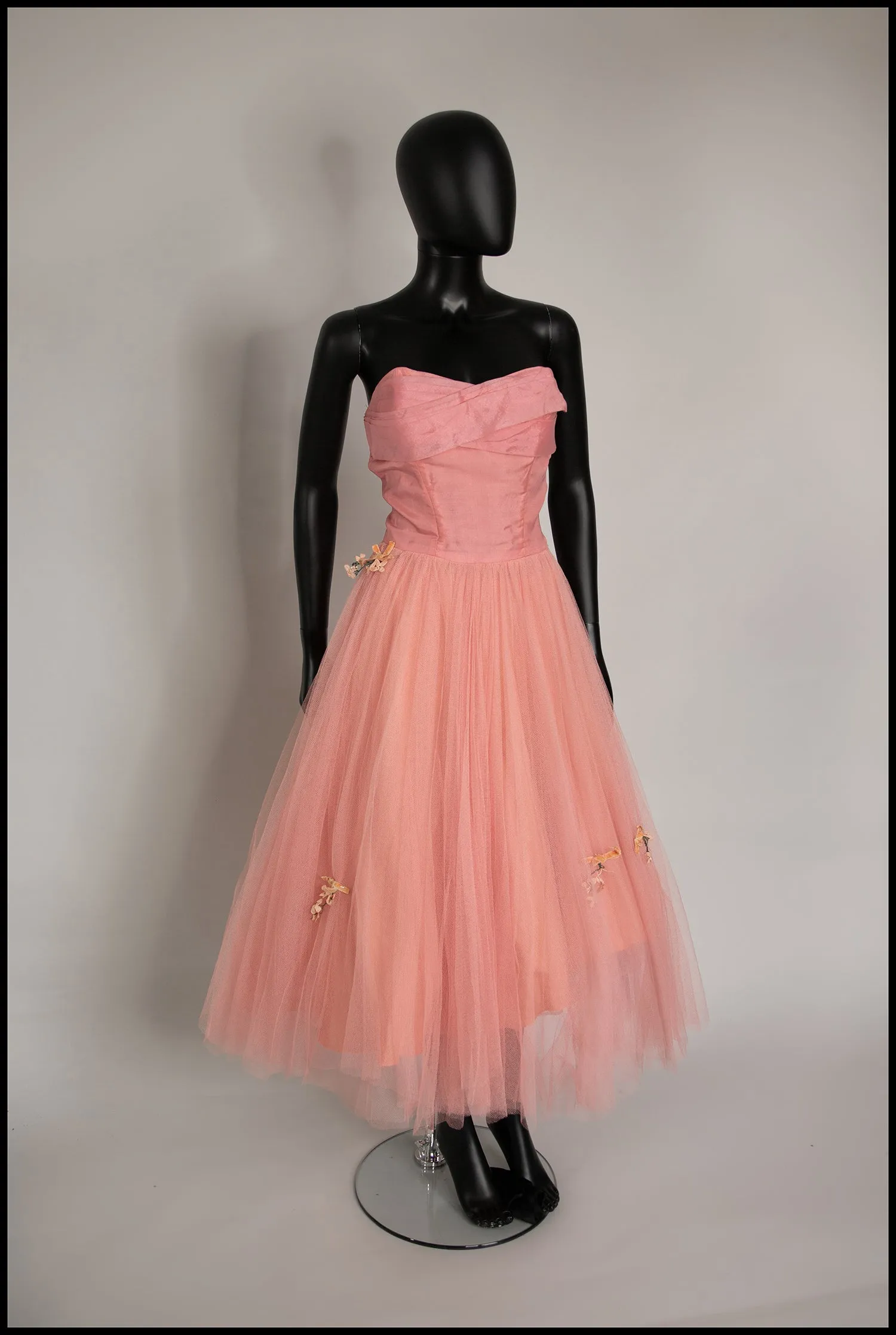 Vintage 1950s Peach Silk Tulle Ballet Dress