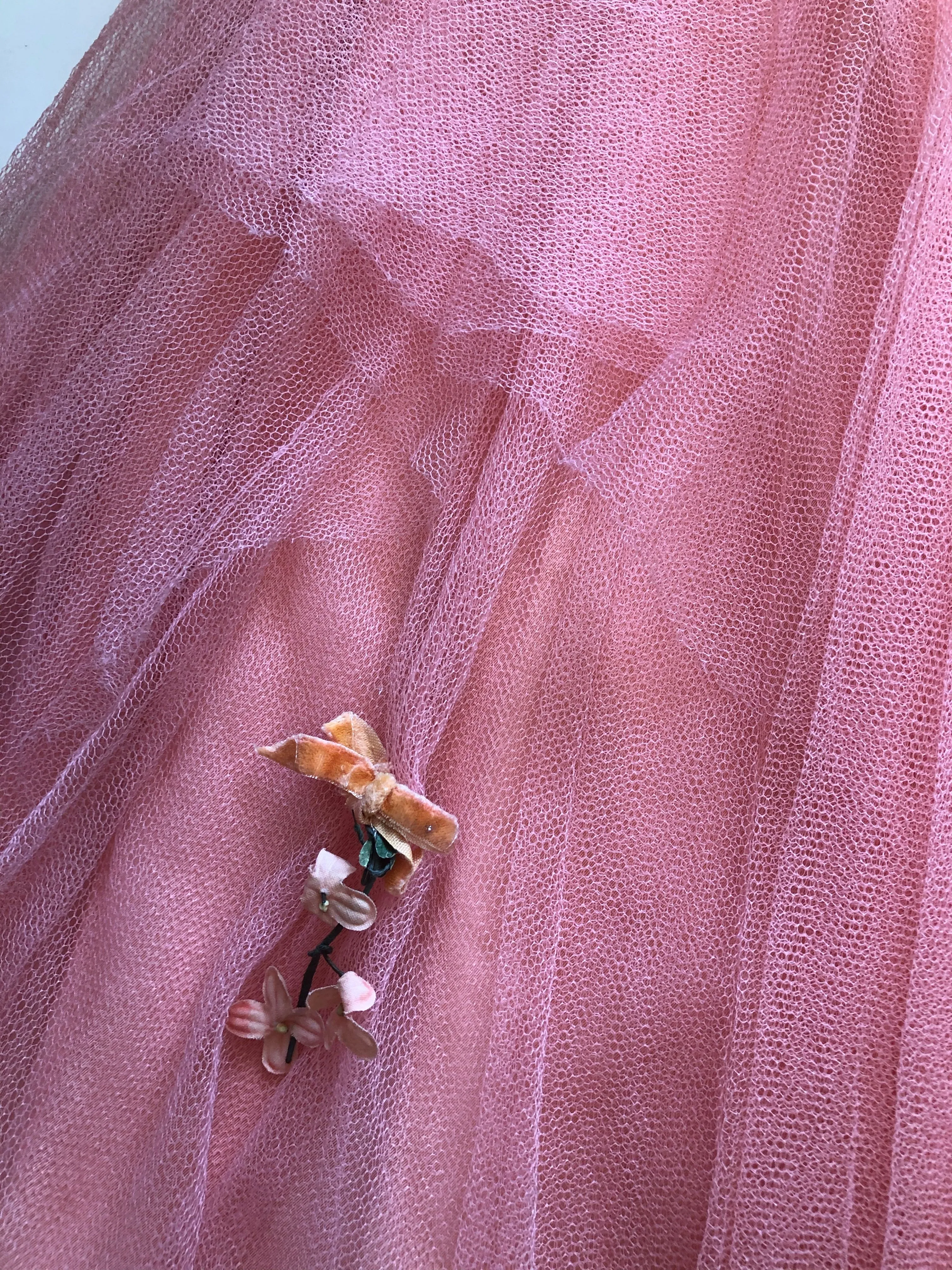 Vintage 1950s Peach Silk Tulle Ballet Dress