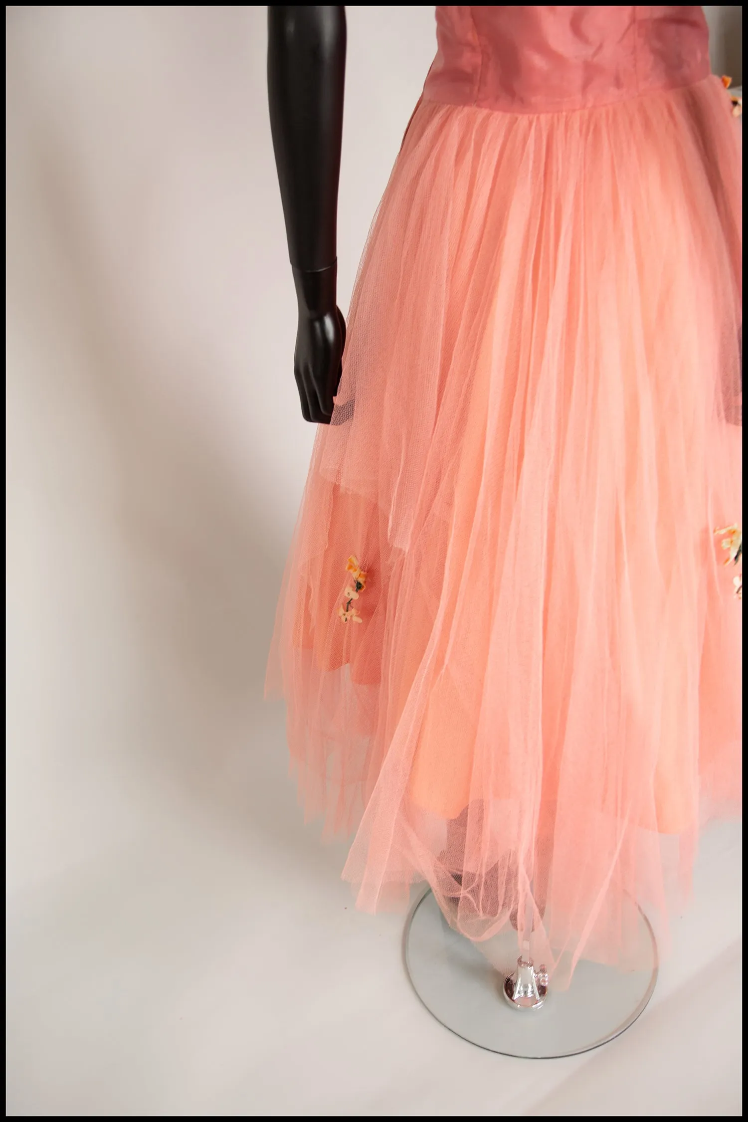 Vintage 1950s Peach Silk Tulle Ballet Dress