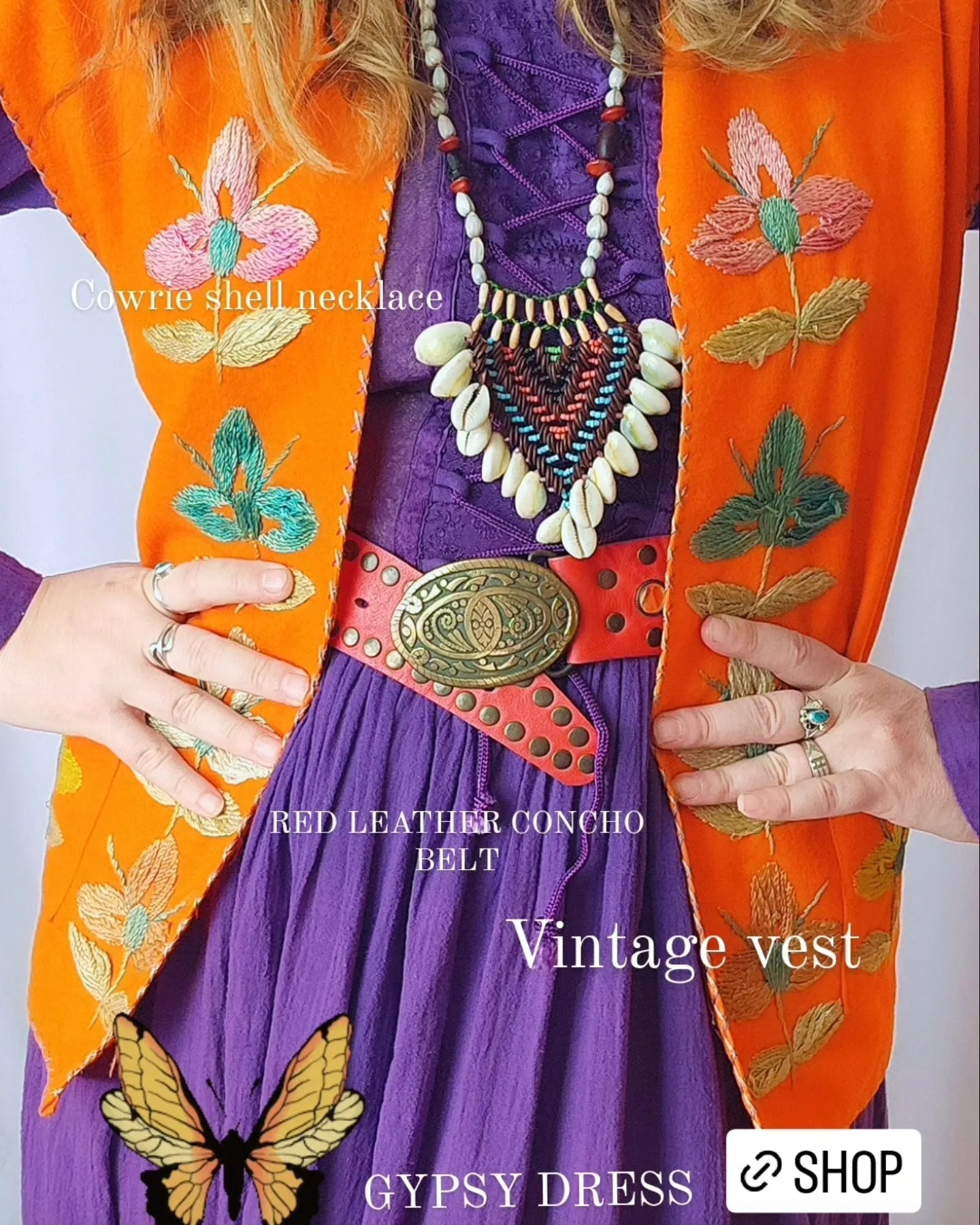 Vintage embroidered vest S