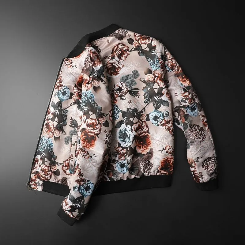 Vintage Rose Printed Bomber Jacket