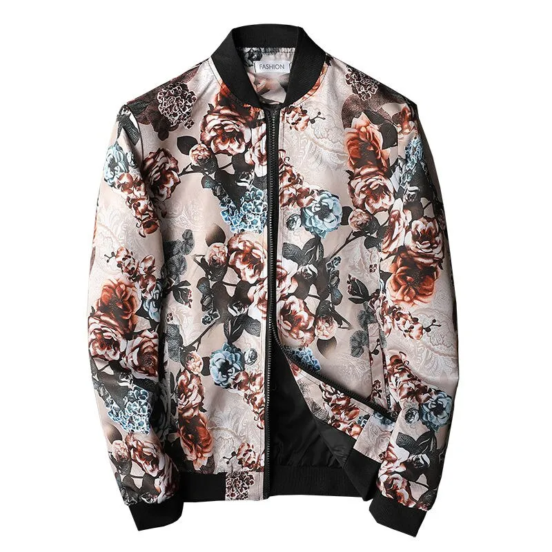 Vintage Rose Printed Bomber Jacket