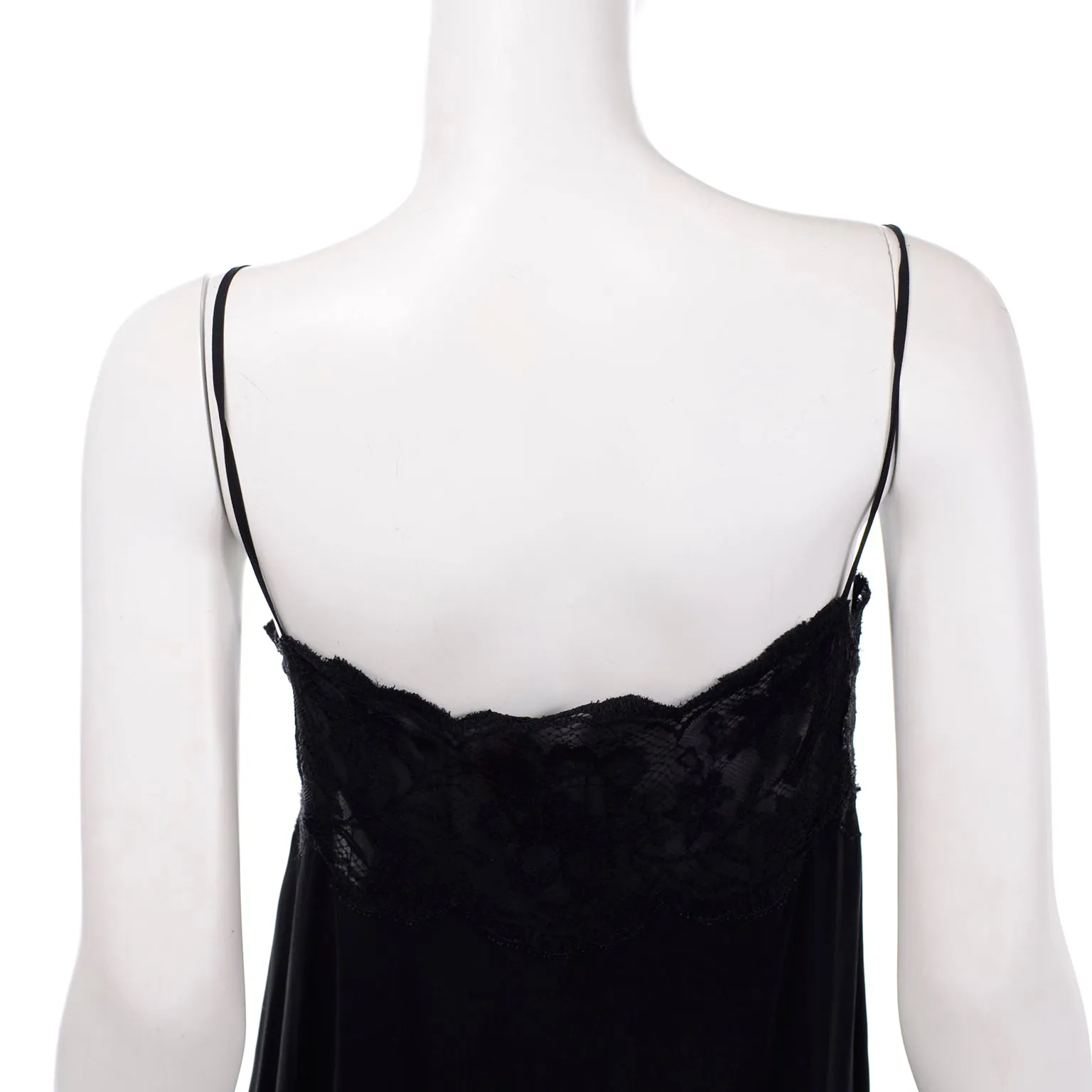 Vintage Valentino Night Black Silk & Lace Evening Slip Dress