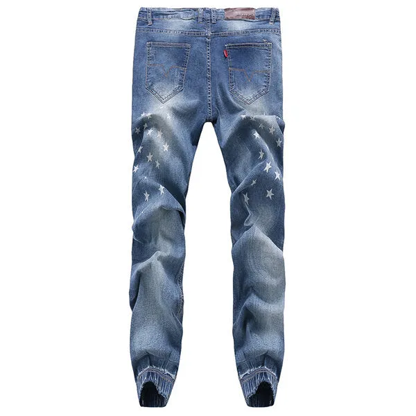 Washed Skinny Holes Biker Jeans Fashion Casual Stone