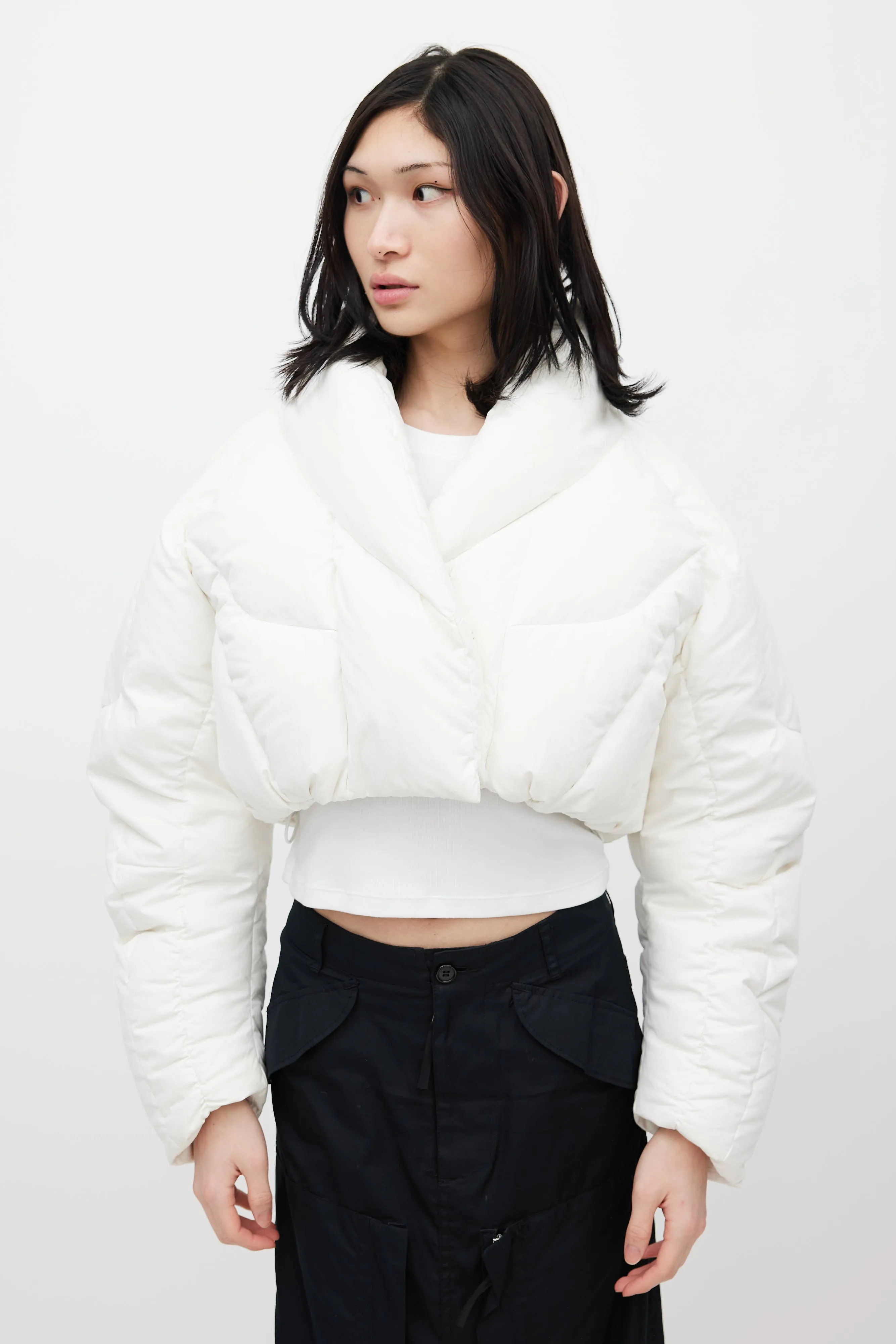 White A7L Down Cropped Jacket