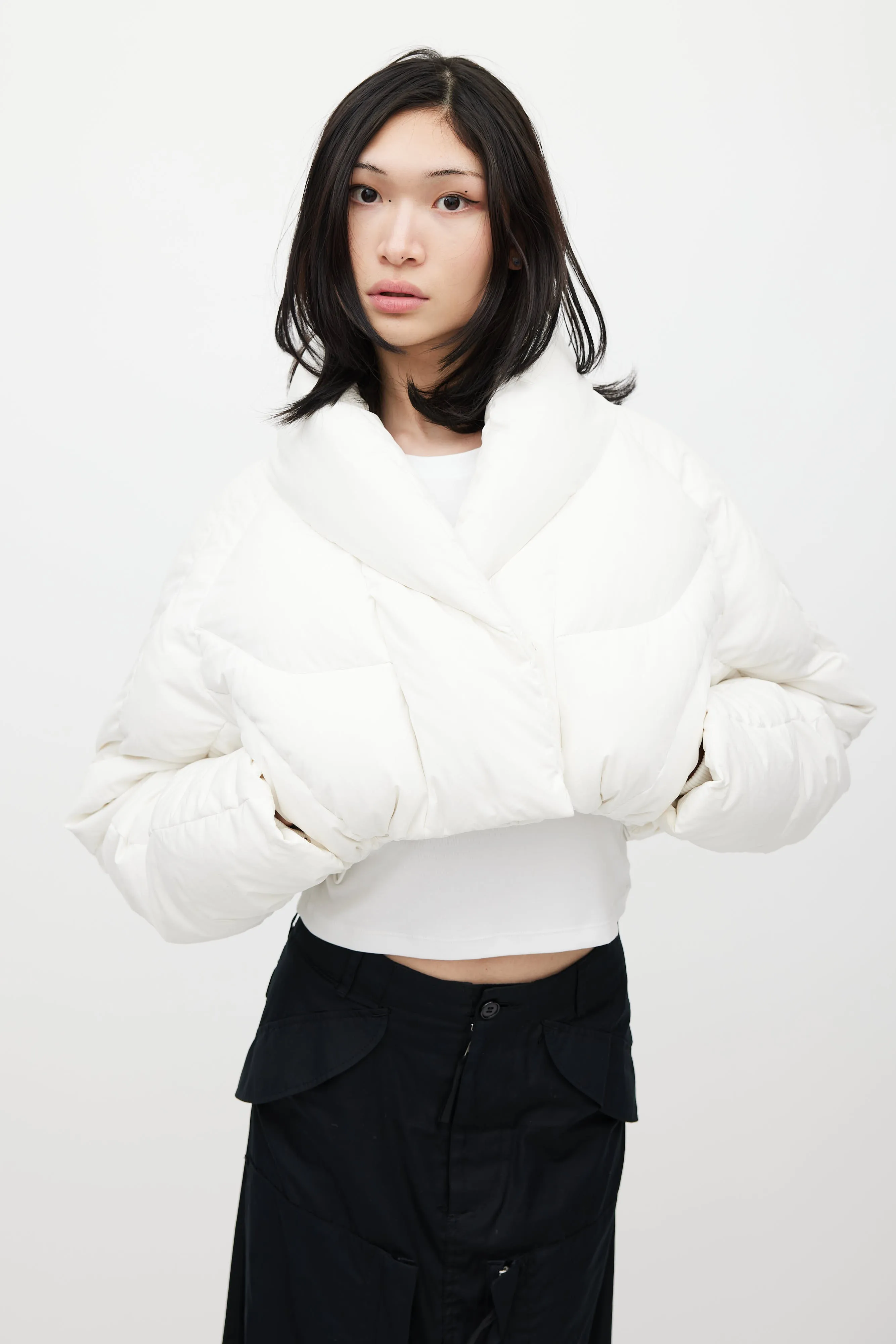 White A7L Down Cropped Jacket