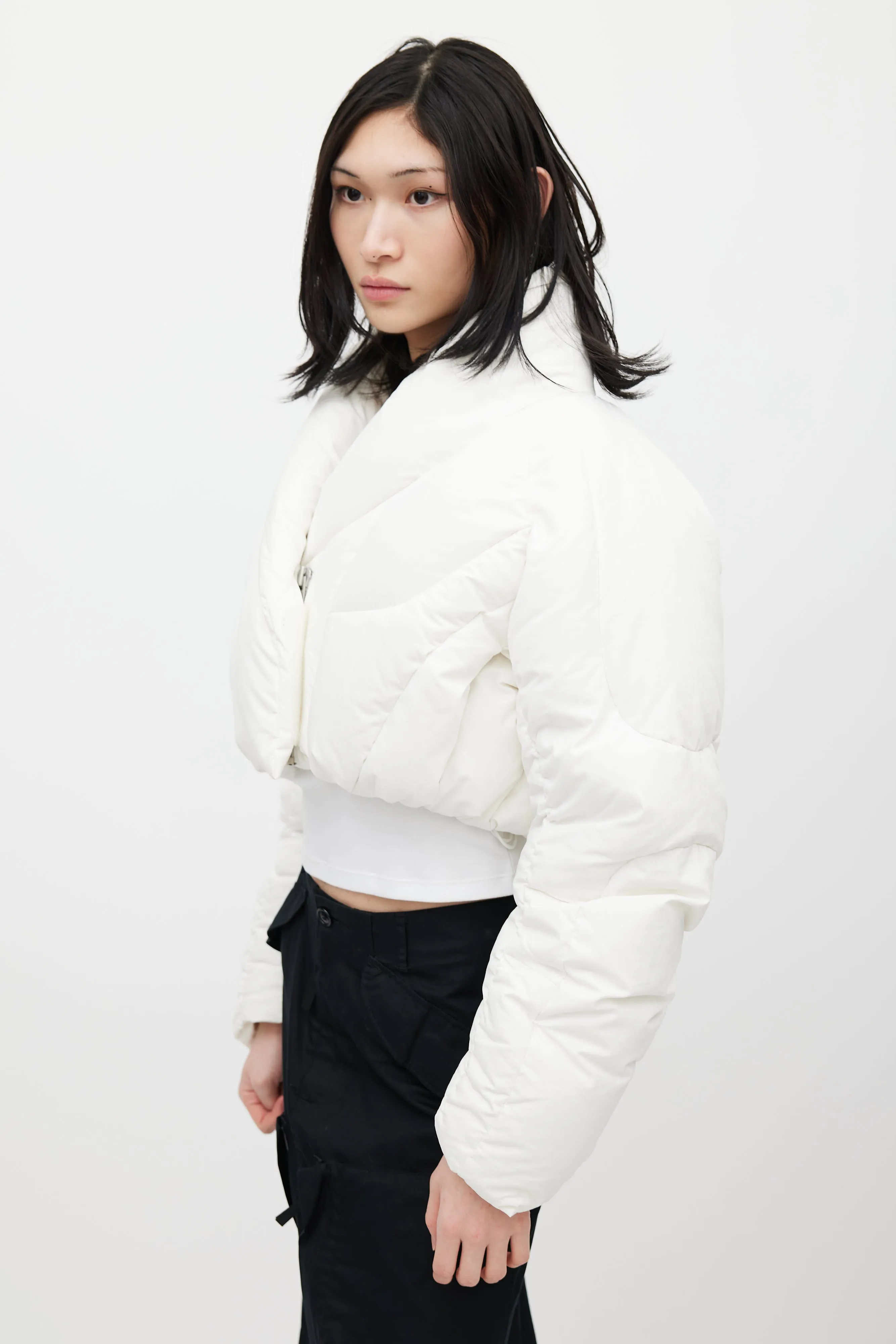 White A7L Down Cropped Jacket