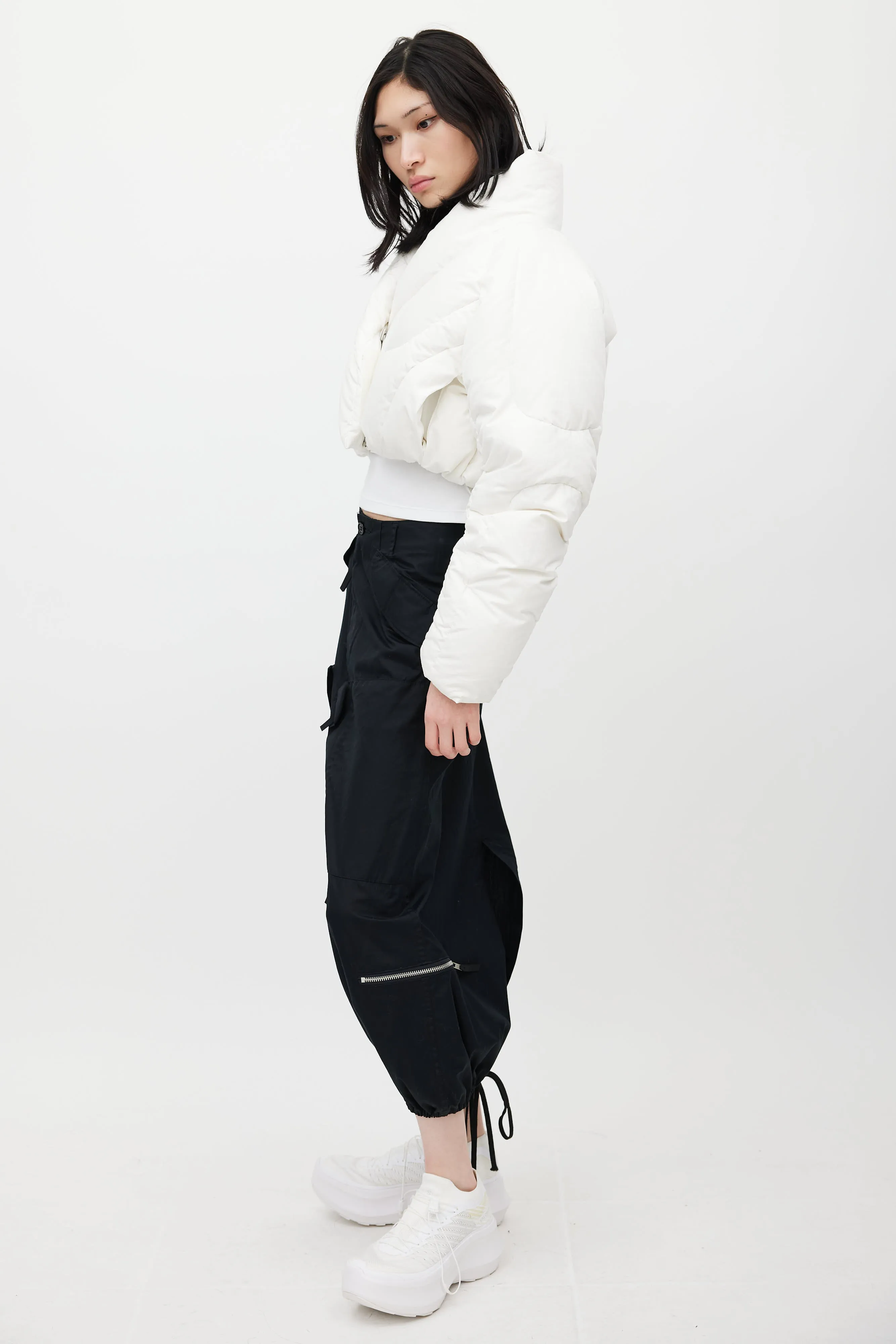 White A7L Down Cropped Jacket