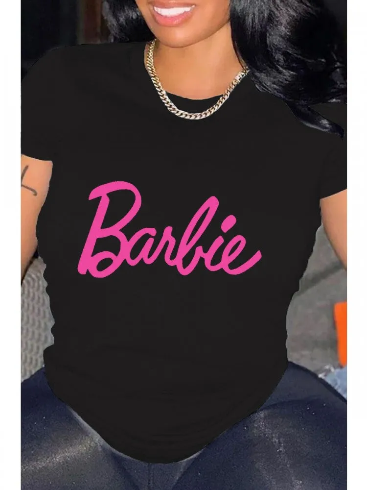 White & Pink Barbie Tee Shirt