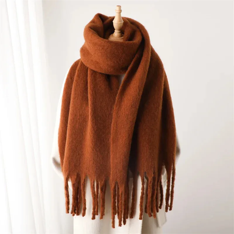 Winter Cashmere Warm Solid Pashmina Blanket Wrap Thick Soft Scarf