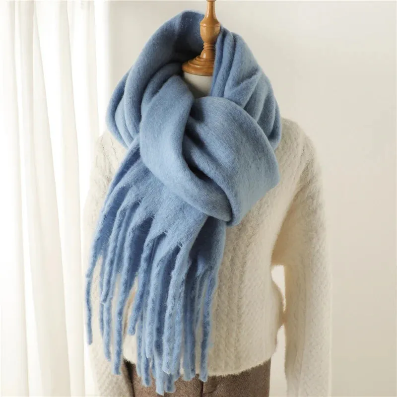 Winter Cashmere Warm Solid Pashmina Blanket Wrap Thick Soft Scarf