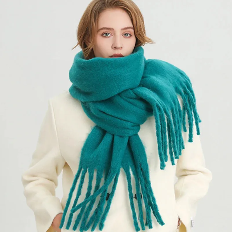 Winter Cashmere Warm Solid Pashmina Blanket Wrap Thick Soft Scarf