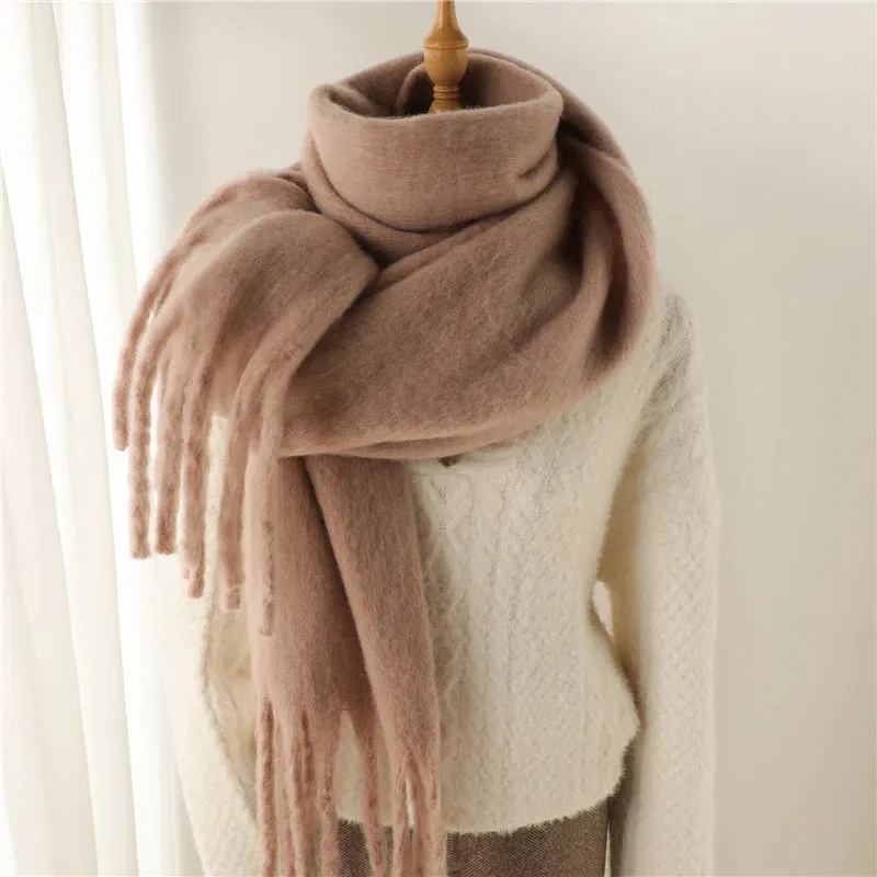 Winter Cashmere Warm Solid Pashmina Blanket Wrap Thick Soft Scarf