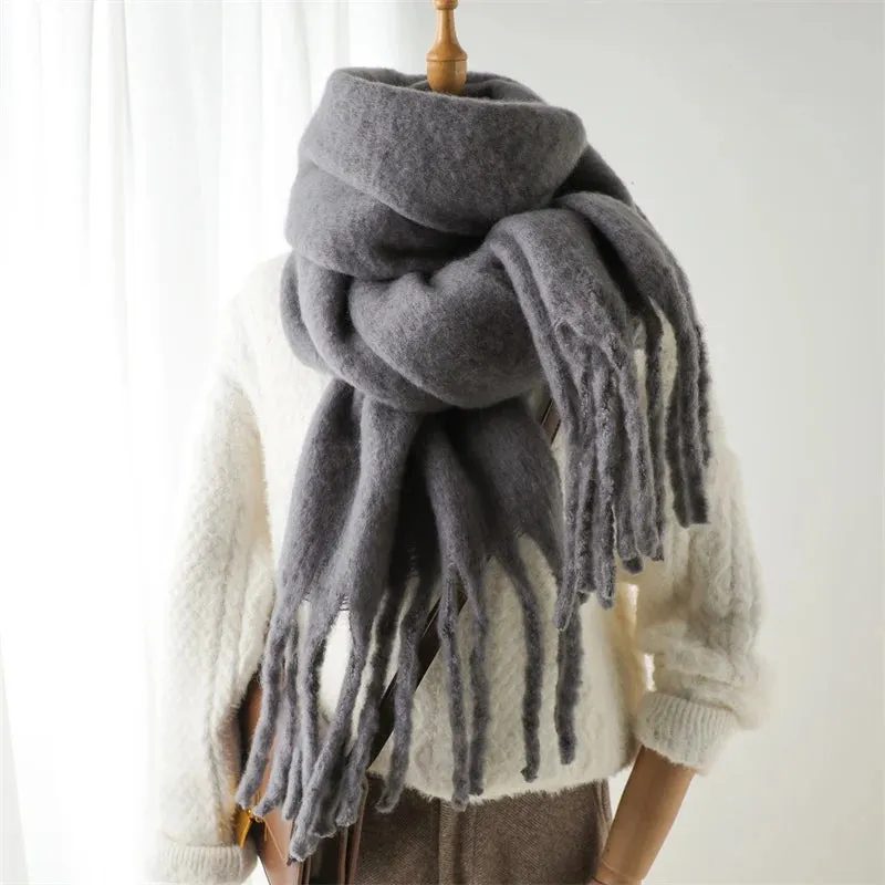 Winter Cashmere Warm Solid Pashmina Blanket Wrap Thick Soft Scarf