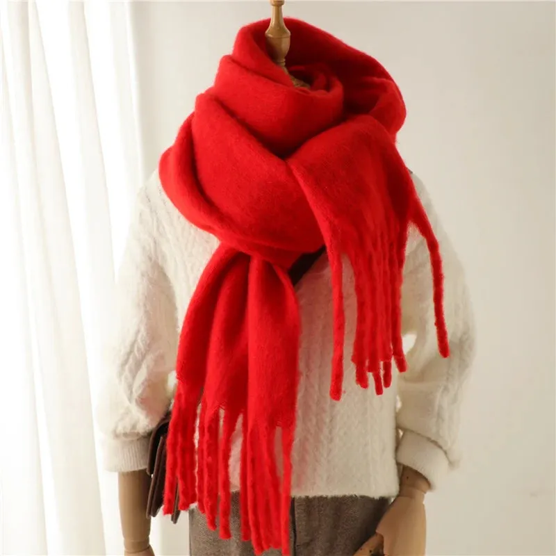 Winter Cashmere Warm Solid Pashmina Blanket Wrap Thick Soft Scarf