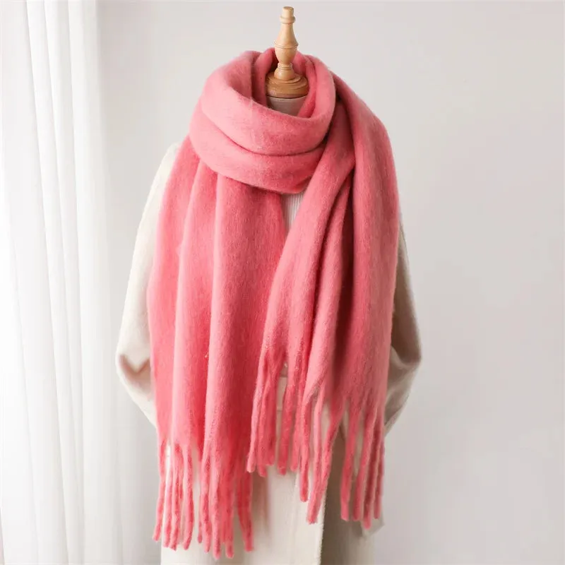 Winter Cashmere Warm Solid Pashmina Blanket Wrap Thick Soft Scarf