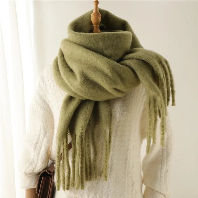 Winter Cashmere Warm Solid Pashmina Blanket Wrap Thick Soft Scarf