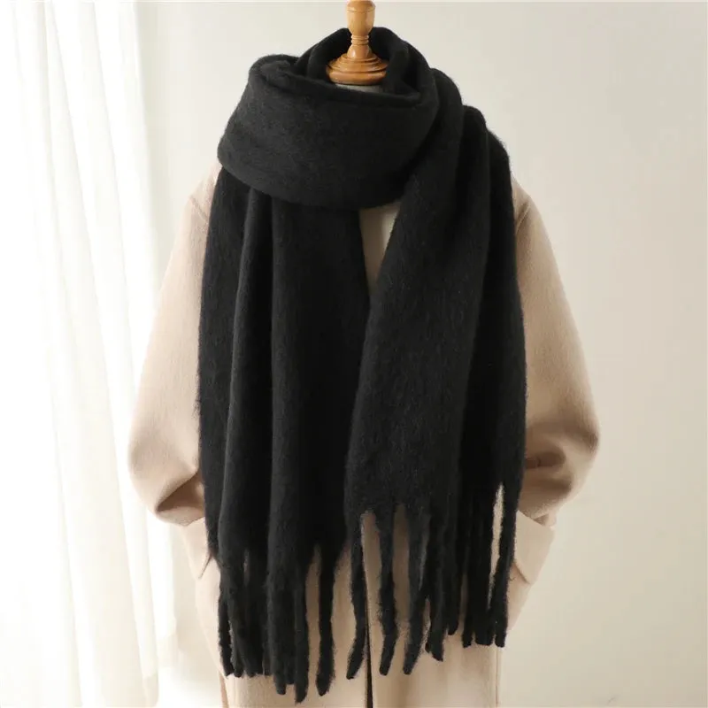 Winter Cashmere Warm Solid Pashmina Blanket Wrap Thick Soft Scarf