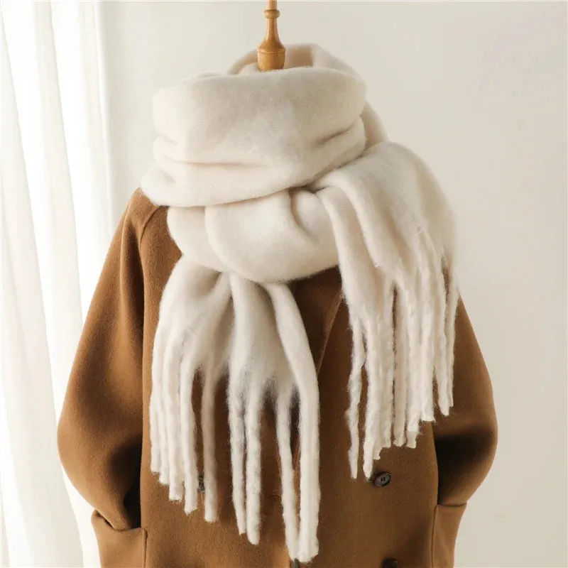 Winter Cashmere Warm Solid Pashmina Blanket Wrap Thick Soft Scarf