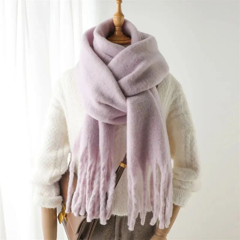 Winter Cashmere Warm Solid Pashmina Blanket Wrap Thick Soft Scarf