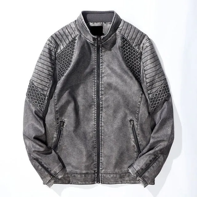 Winter Light Hue Biker Men Leather Jacket