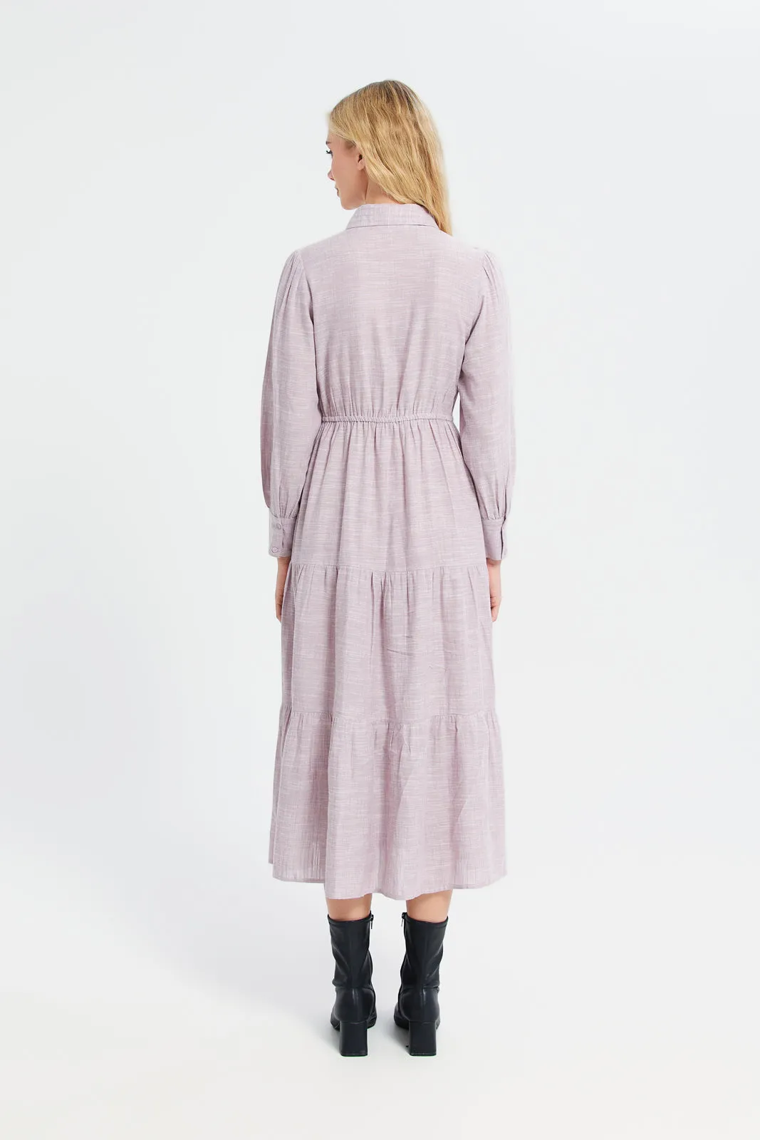 Women Lilac Shirt Tier Dress