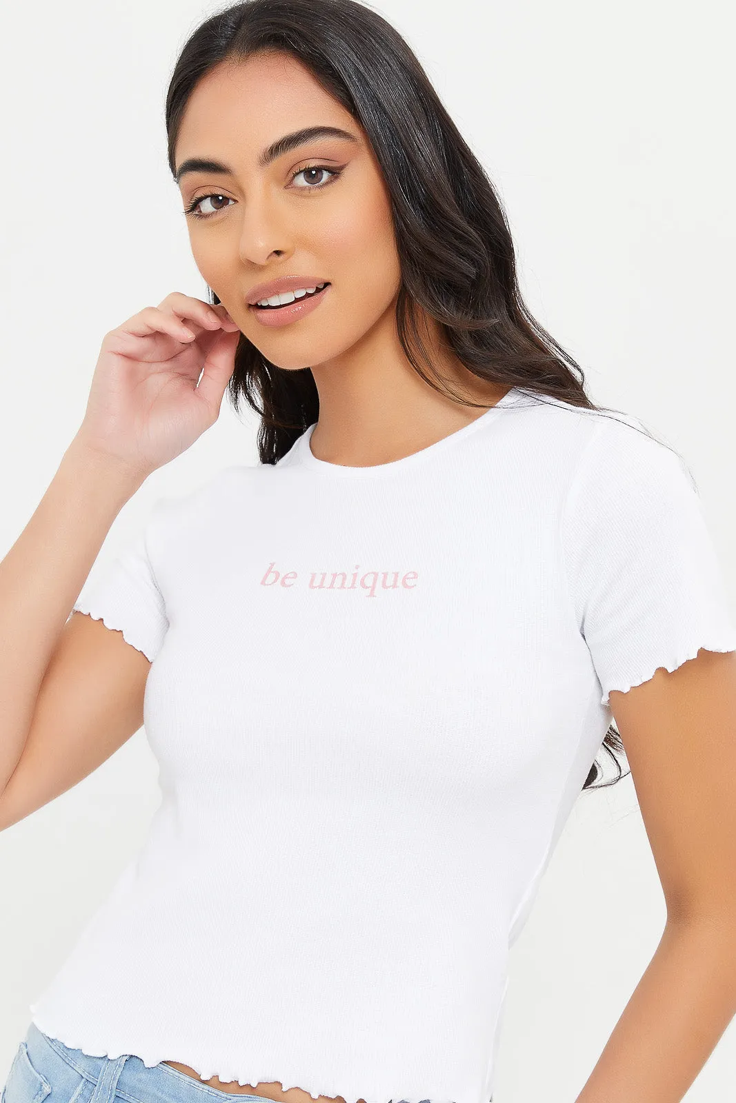 Women White Be Unique Printed T-Shirt