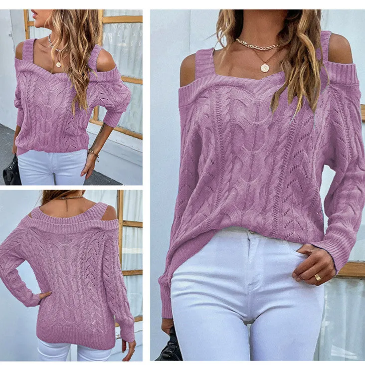 Women's Fashion Solid Color Twist Sling Sweater