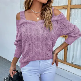 Women's Fashion Solid Color Twist Sling Sweater