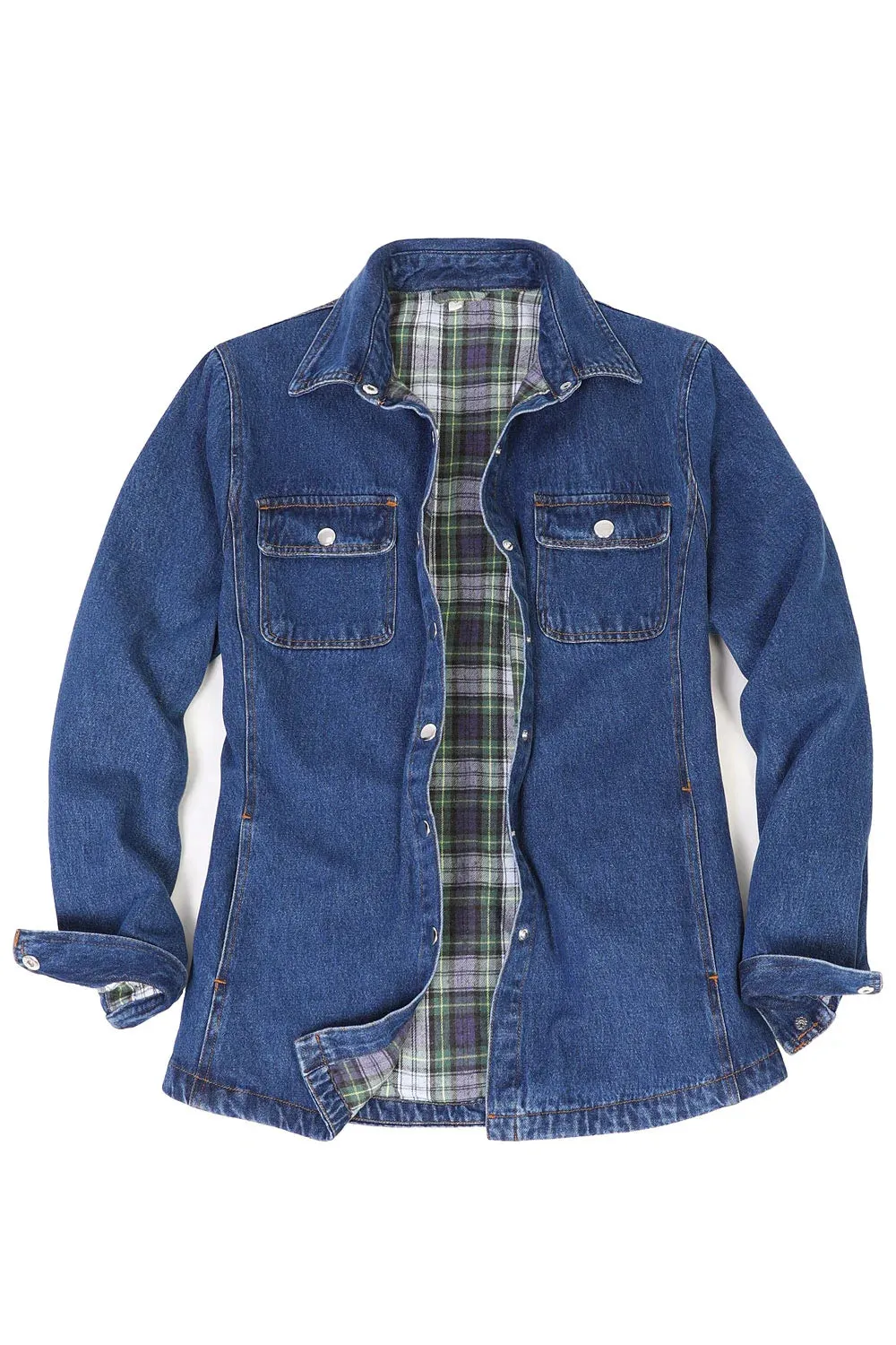 Women's Flannel-Lined Denim Shirt Jacket,Snap Jean Shacket