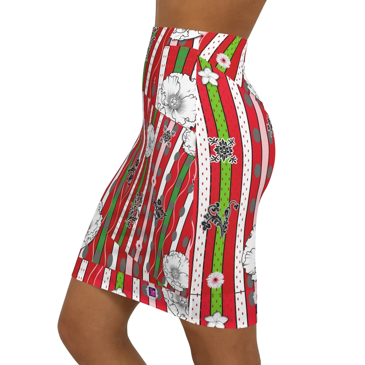 Women's Mini Skirt SCARLET & GREENGAGE