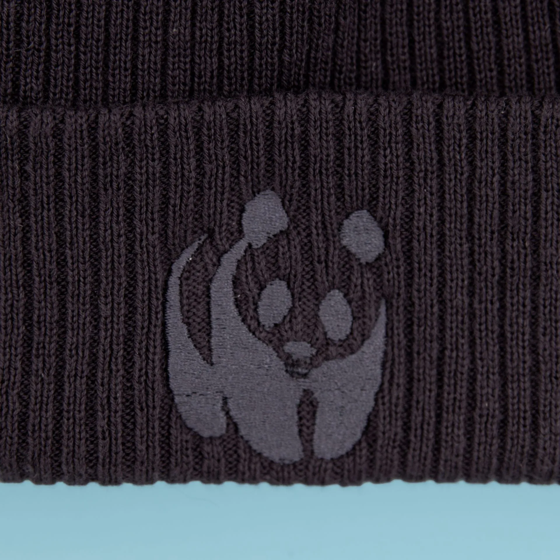 Wool Panda Beanie Hat - Black