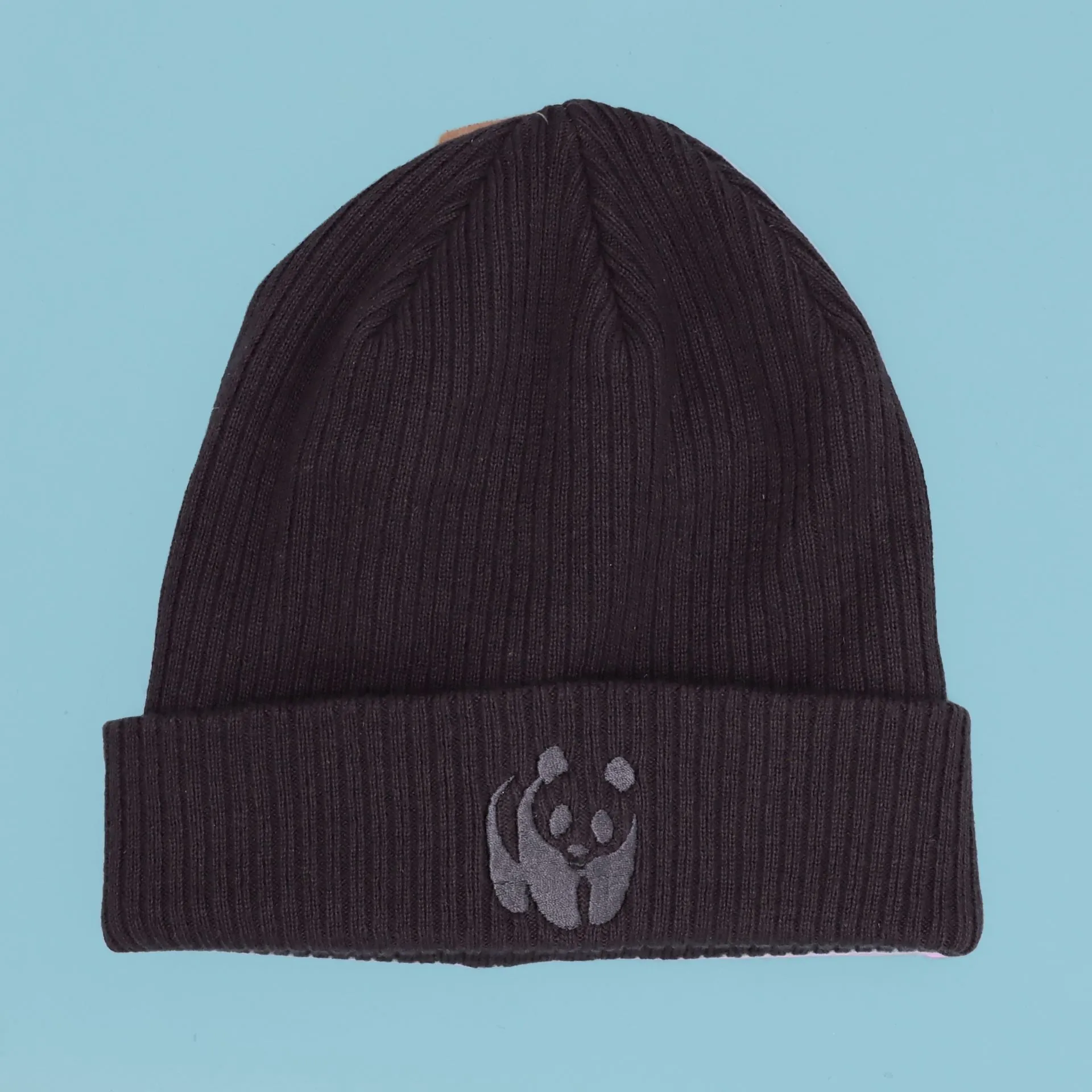 Wool Panda Beanie Hat - Black