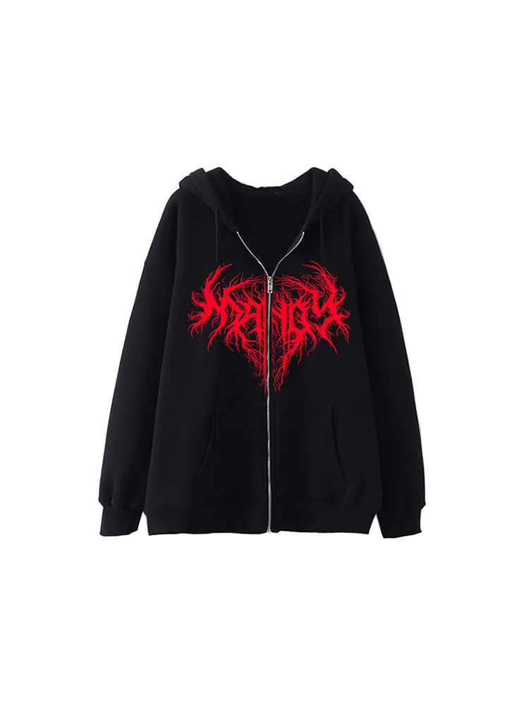 Zip Heart-Shaped Tree Roots Hoodie Street Men'S Sweatshirt Jacket