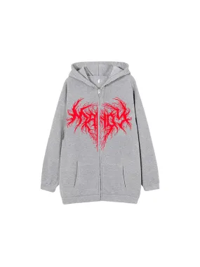 Zip Heart-Shaped Tree Roots Hoodie Street Men'S Sweatshirt Jacket